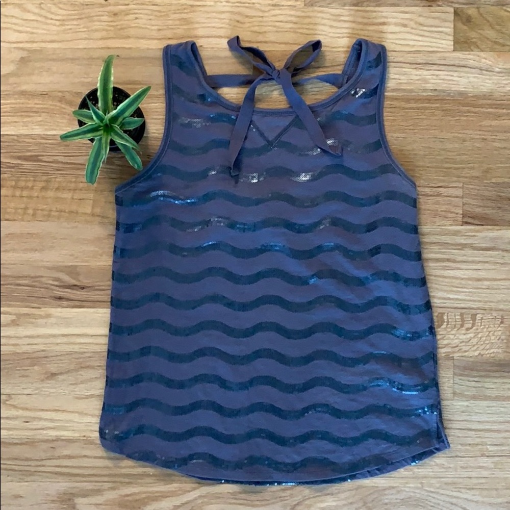 Anthropologie XS Purple Sequin Scoop Back Tank